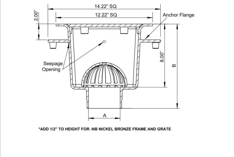 Cast Iron Square Floor Sink with Anchor Flange