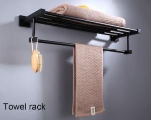 Aluminum Bathroom Accessories Black Towel Rack Towel Ring Hair Dryer Holder Wall Mounted Toilet Paper Holder Soap Basket