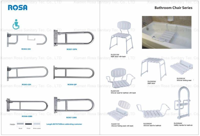 Wall Mounted Stainless Steel Customized Size Grab Bar for Disabled with Chrome Wooden Color White Black ORB