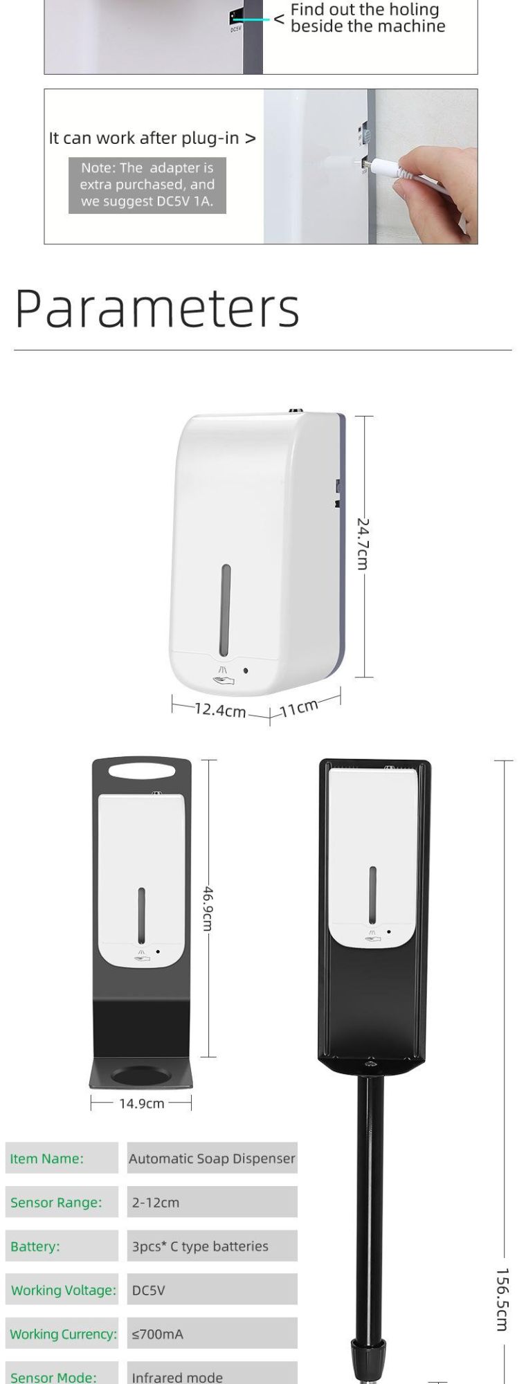 1000ml Sensor Dispenser Plastic Liquid Wall Mounted Hotel Bathroom Auto Soap Induction Dispenser
