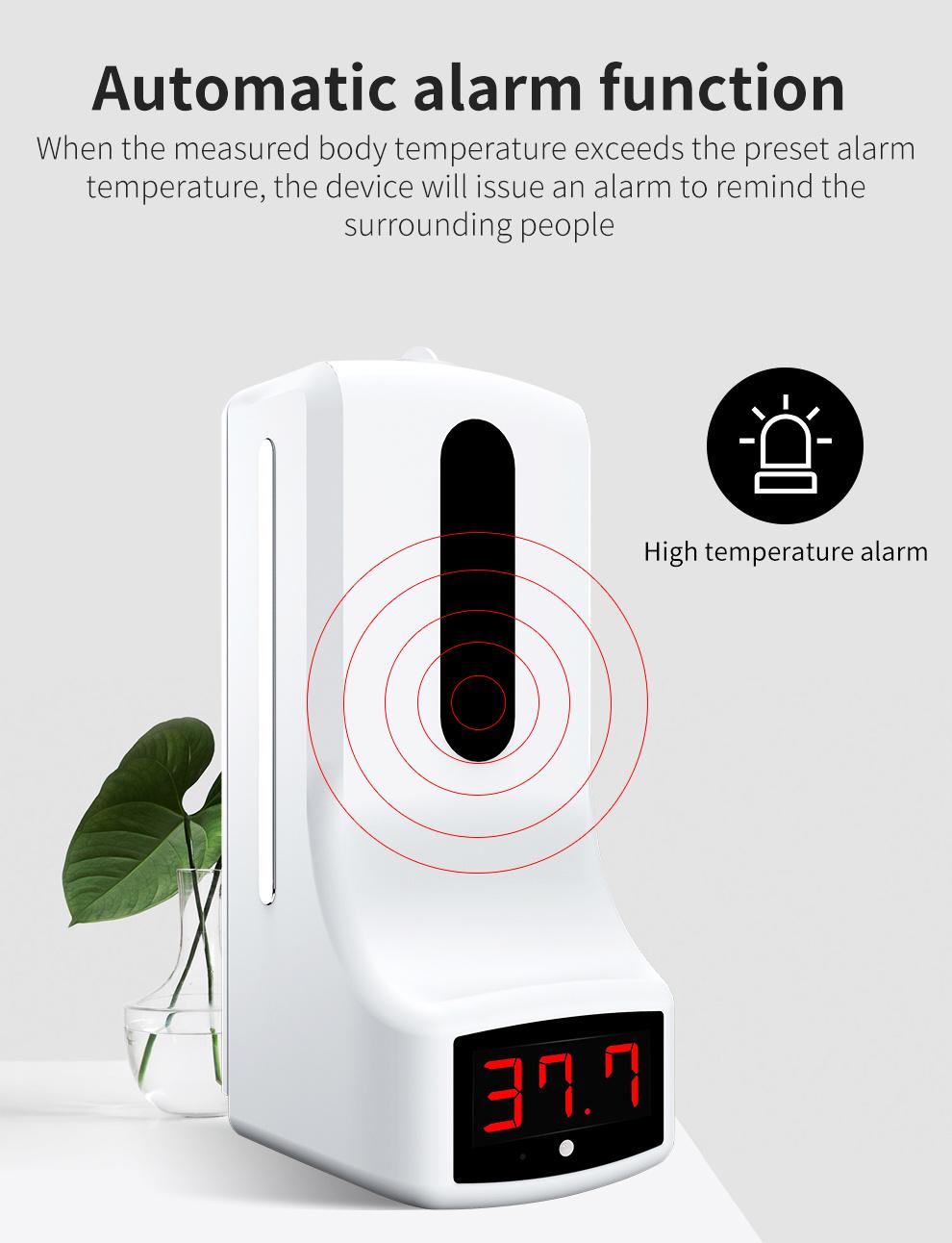 Wall Mounted Automatic Hand Soap Dispenser with Thermometer 2 in 1 Automatic Temperature Measurement