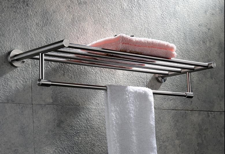 Big Round Base Stainless Steel Towel Rack Wall Mounted Towel Shelf for Bathroom