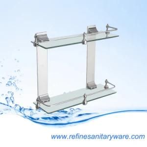 Bathroom Wall Mounted Double Glass Shelf (R2402CJ)