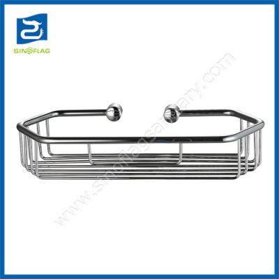 Rustproof Stainless Steel Bathroom Storage Square Basket Single Bathroom Shelf