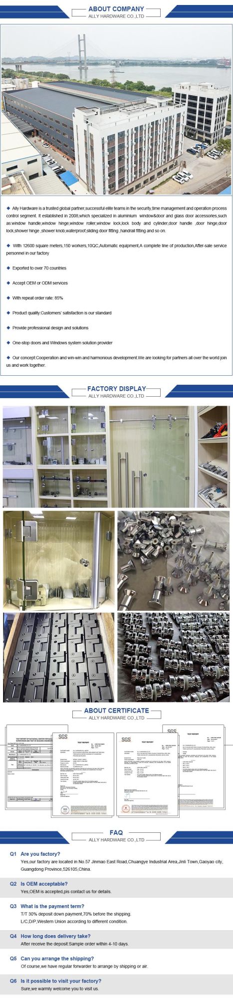 Wholesale Bathroom Hardware Glass to Wall 90 Degree Shower Hinge