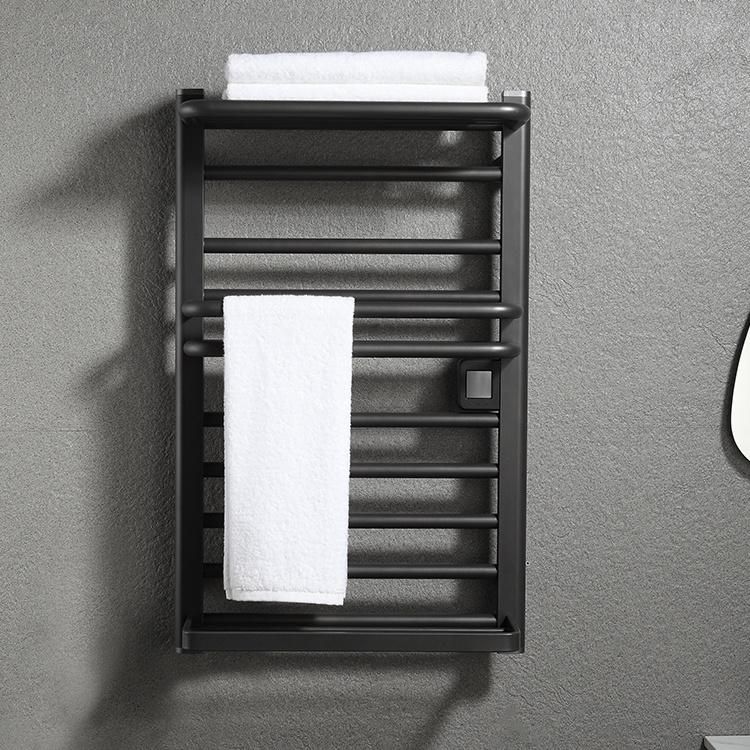 Kaiiy 260W Modern Black Color Wall Mounted Electric Heating Towel Warmer Rack for Bathroom