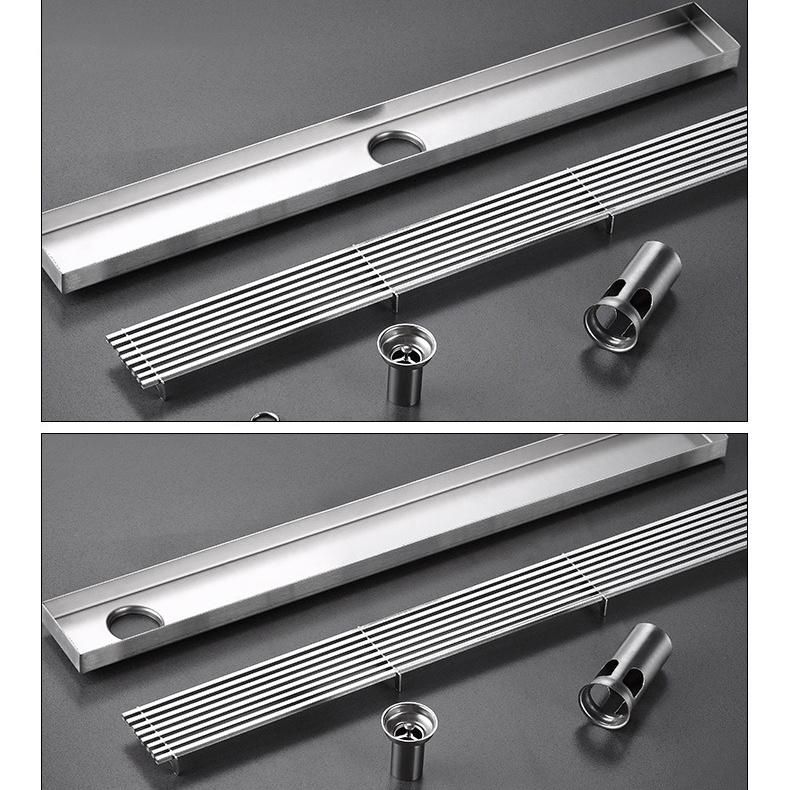 90*6.8cm DN50 Thickened Solid Striped 304 Stainless Steel Floor Drain Shower Room Long Strip Large Displacement Odor Proof Floor Drain