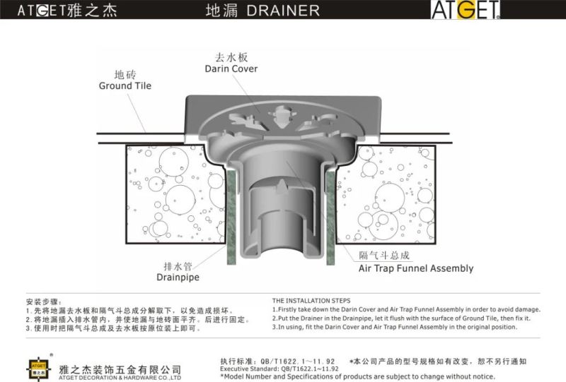 304 Stainless Steel Casting Floor Drain for 2inches Tube