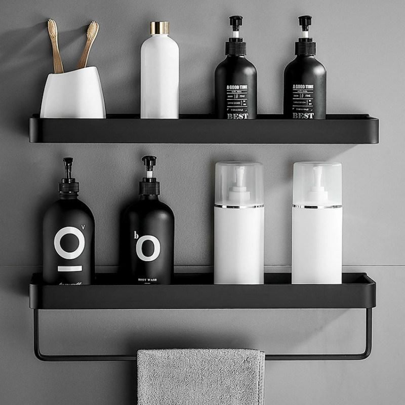 Black Aluminum Bathroom Shelf Bath Black