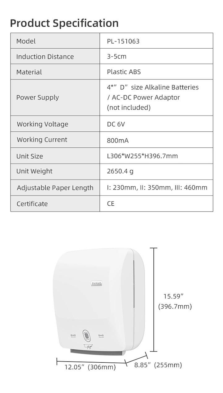 Svavo Best Selling Automatic Paper Towel Dispenser for Washroom Shopping Mall