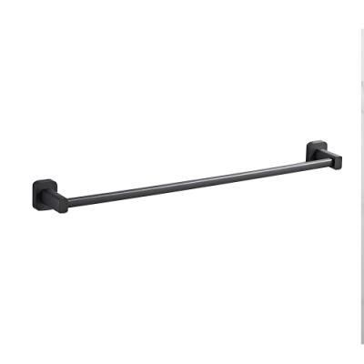 Yundoom OEM Stainless Steel Material Single Towel Rack Bar Hanging Holder Bathroom Black Color Paint Finishing Wall Mounted Towel Bar