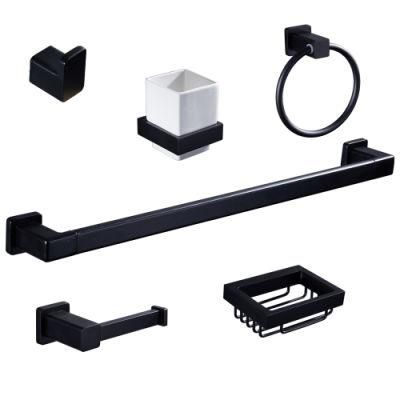 Black Aluminium Alloy Bath Room Accessories 6 PCS Bathroom Accessories Set Bathroom Sets Accessory