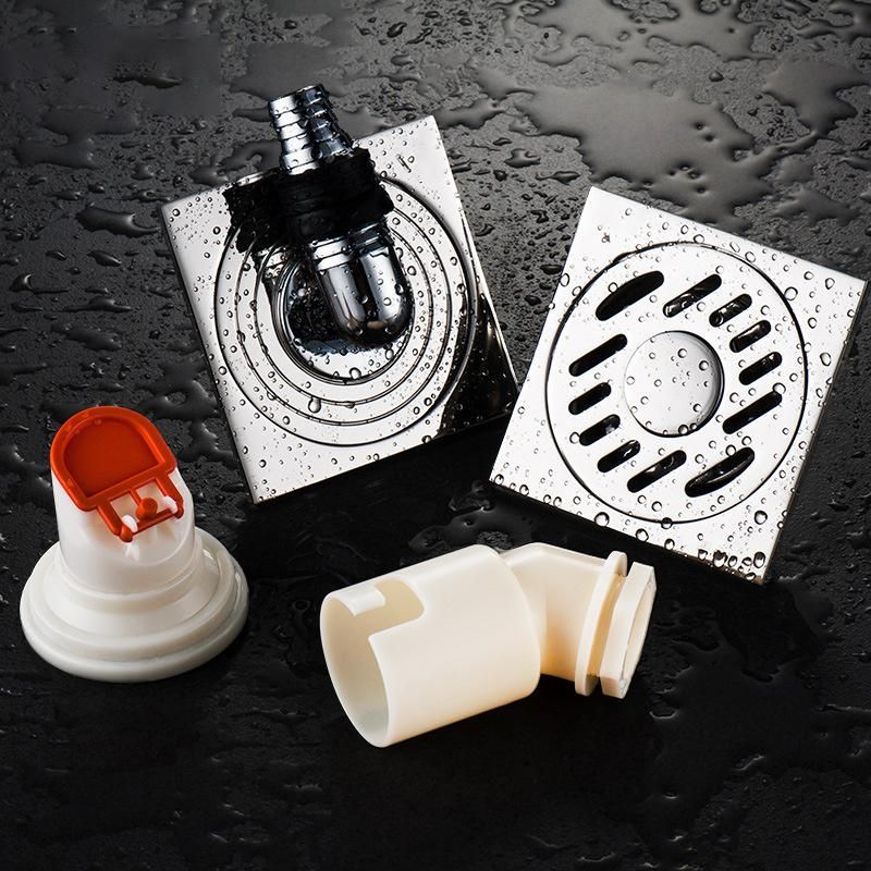 ND40 Drainpipe Floor Drain Balcony Lavabo and Washing Machine Thick Stainless Steel 6cm Large Straight Row Odorless Three-Way Floor Drain