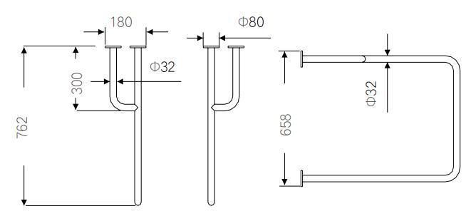 Bnh-19046 Stainless Steel Wall to Wall H-Shape Grab Bar Safety Handrail