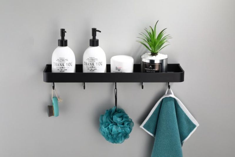 Black Aluminum Bathroom Shelf Bath Black