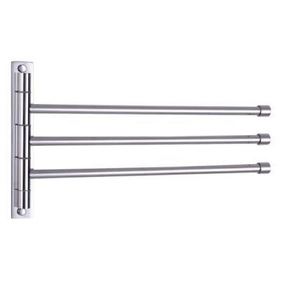 Swivel Towel Bar SUS 304 Stainless Steel 3-Arm Bathroom Swing Hanger Towel Rack