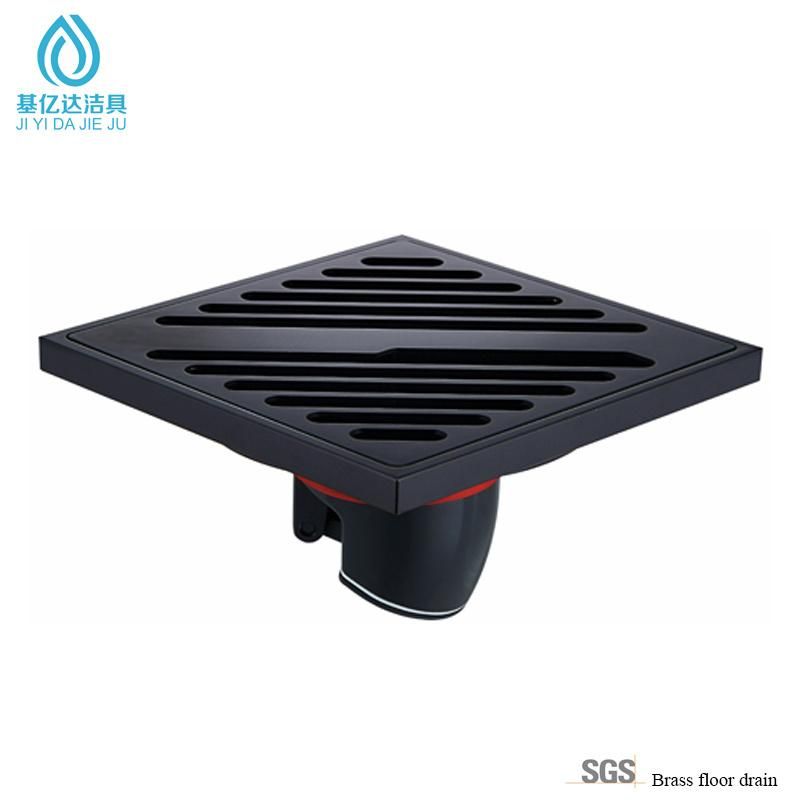 Hot Selliing Matte Black Square Floor Drainer Bathroom Shower Drainer Brass Shower Waste Floor Drain Clean Room Floor Drain Dual Floor Drain Jyd4091d