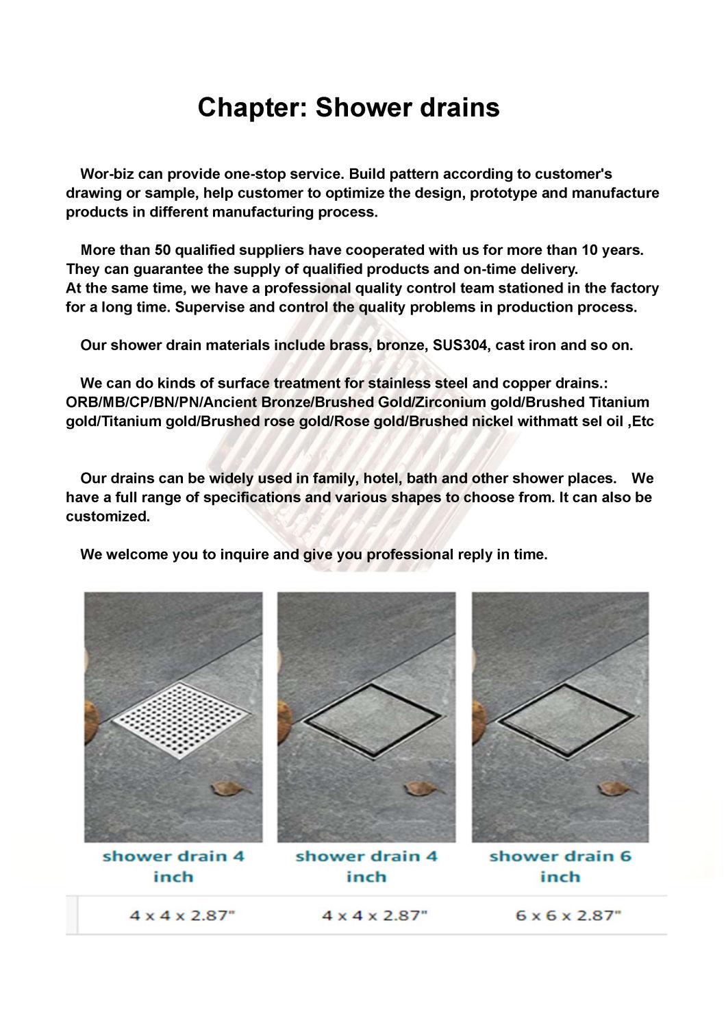 Chrome Plated Brass Square Shower Drain Floor Drain
