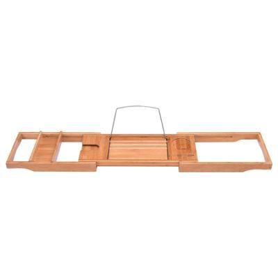 Bathroom Shower Organizer for Shampoo, Soap, Razors, and Much More Bamboo Bathtub Tray, Brown Bath Caddy