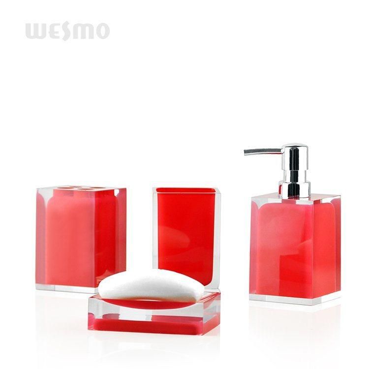 Crystal Polyresin Bath Set in Red