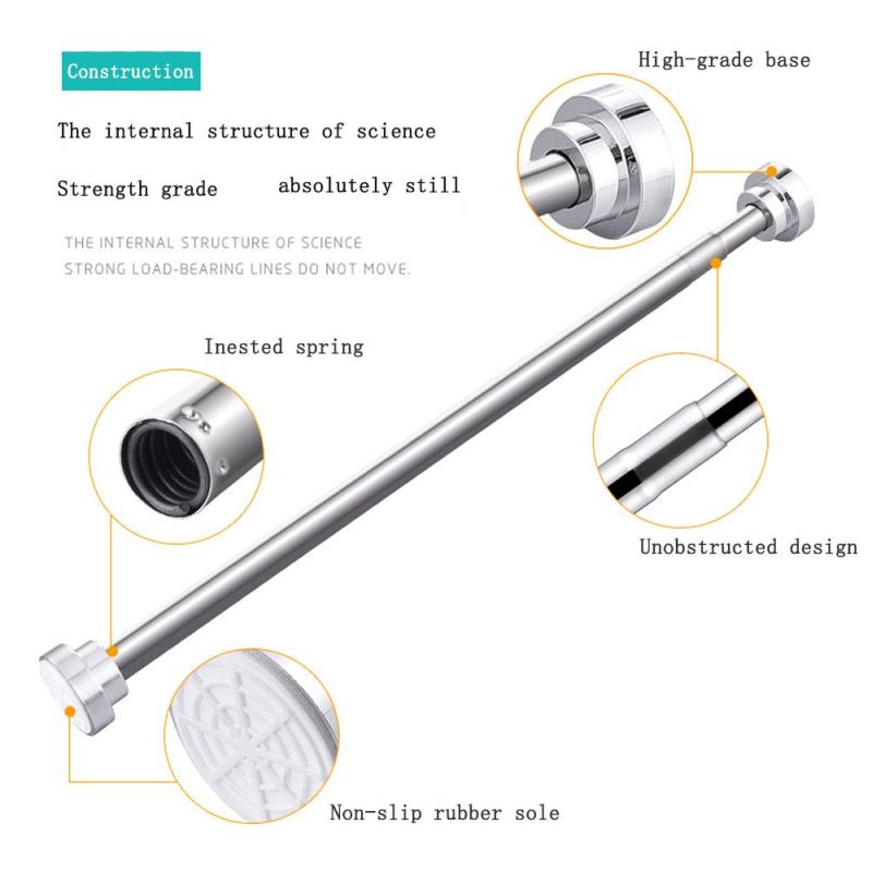 Shower Curtain Rod Never Rust Non-Slip Spring Tension Curtain Rod No Drilling Stainless Steel Curtain Rod Use Bathroom Black