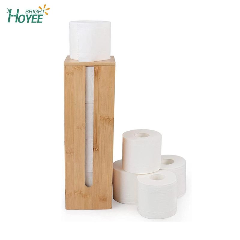 Bathroom Bamboo Toilet Paper Holder Spare Organizer