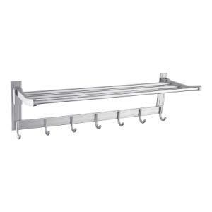 Luolin Aluminum Hotel Towel Rack Bathroom Shelf Shower Towel Bar with Extra Hooks, Anodized 91707