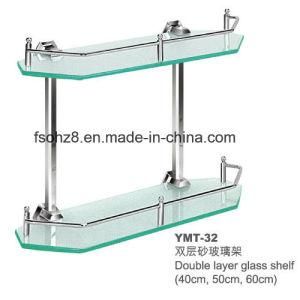 Two Layer Stainless Steel Glass Shelf Towel Rack (YMT-32)