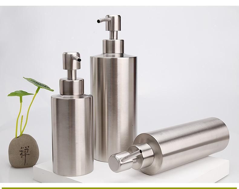 Stainless Steel Cylindrical Emulsion Bottle Shower Gel Bottle Soap Dispenser