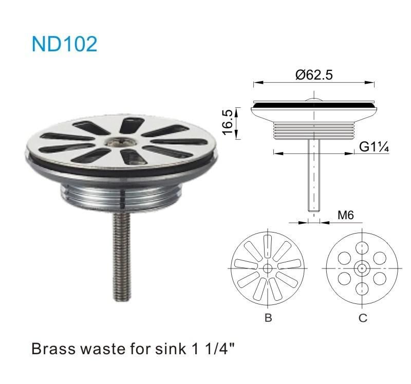 Brass Pop up Waste Basin Sink Waste Stopper Sink Strainer Basin Drain 1" 1/4 for Public Basin Sink (ND102)