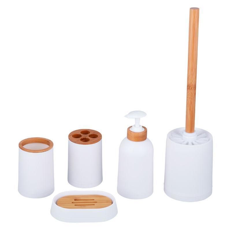 New Arrival Hot Sale5 Pieces Home Bamboo Bathroom Set