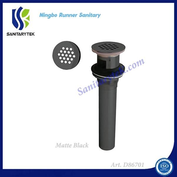 Matte Black Grid Strainer Drain Assembly for Bathroom Sink