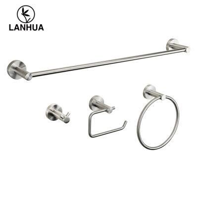 Modern Hotel Wall Mounted Toilet Bath Set Satin Stainless Steel SUS 304 Ss SUS304 Bathroom Accessories