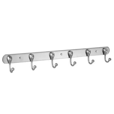 SUS304 Coat Towel Hook Rail Wall Mounted with 6 Hooks