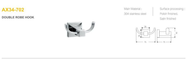 Bathroom Stainless Steel Hanging Single/Double Robe Hook Towel Hook