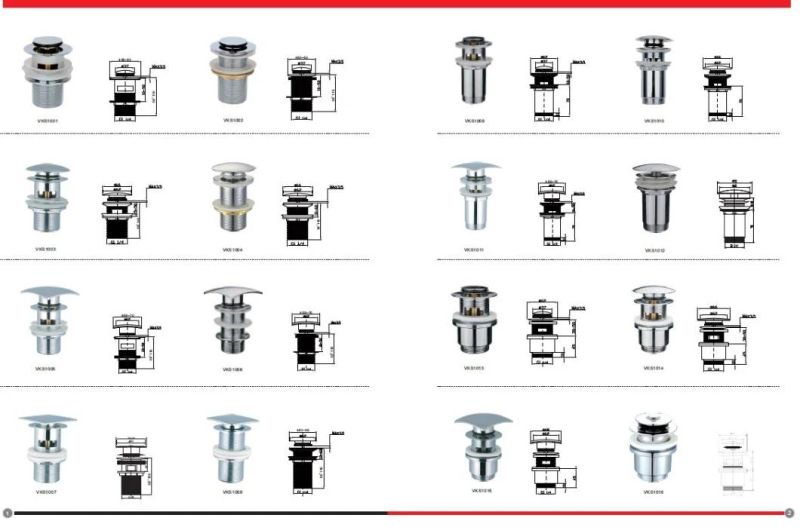 Plumbing Fitting Brass Click Clack Bath Drainer Waste Sanitary Ware