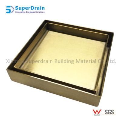 Brushed Brass Stainless Steel Tile Insert Floor Waste for Kitchen