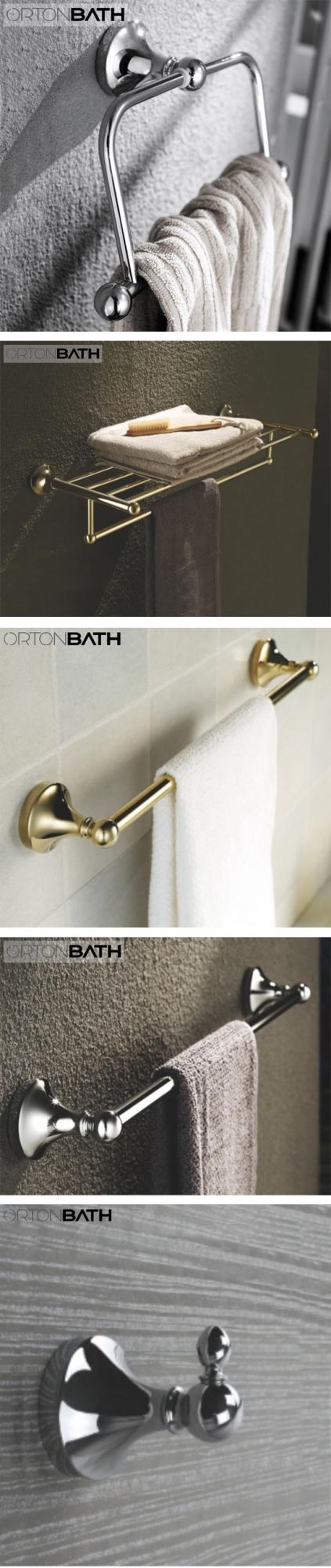 Ortonbath Bathroom Hardware Polished Chrome Include Towel Bar Towel Holder Toilet Paper Holder Towel Hook, 5 Pieces Soap Dispenser Bathroom Accessories