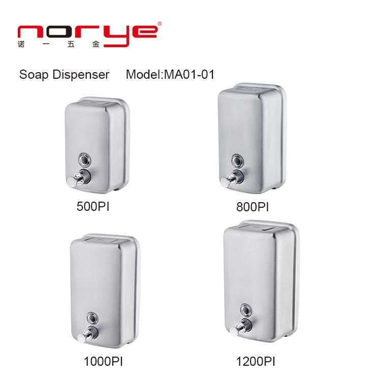 Factory Direct Wall Mounted Stainless Steel Liquid Soap Dispenser for Bathroom 800ml