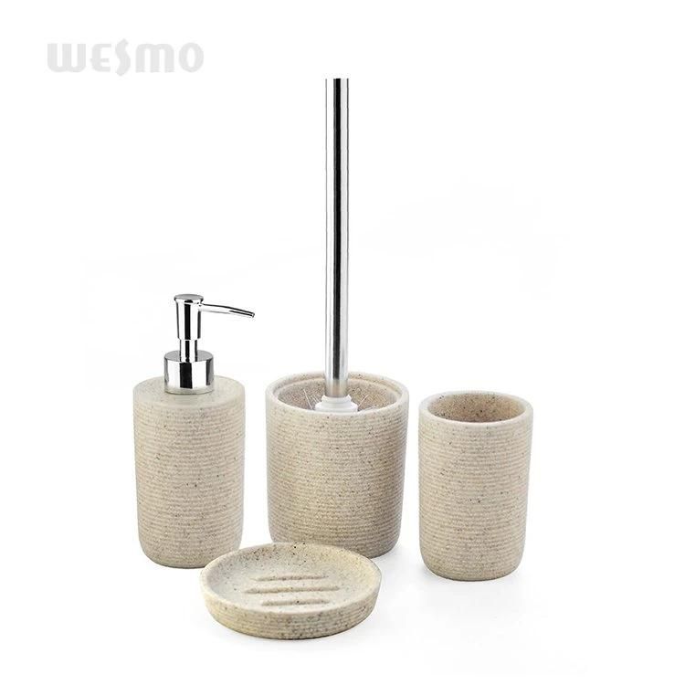 Sandstone Polyresin Bathroom Accessory Soap Dish Tiolet Brush