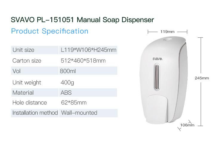 OEM Plastic Manual Hand Sanitizing Soap Dispenser