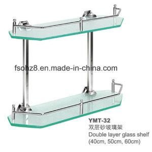 Double Layer Stainless Steel Bathroom Glass Shelf Rack (YMT-32)