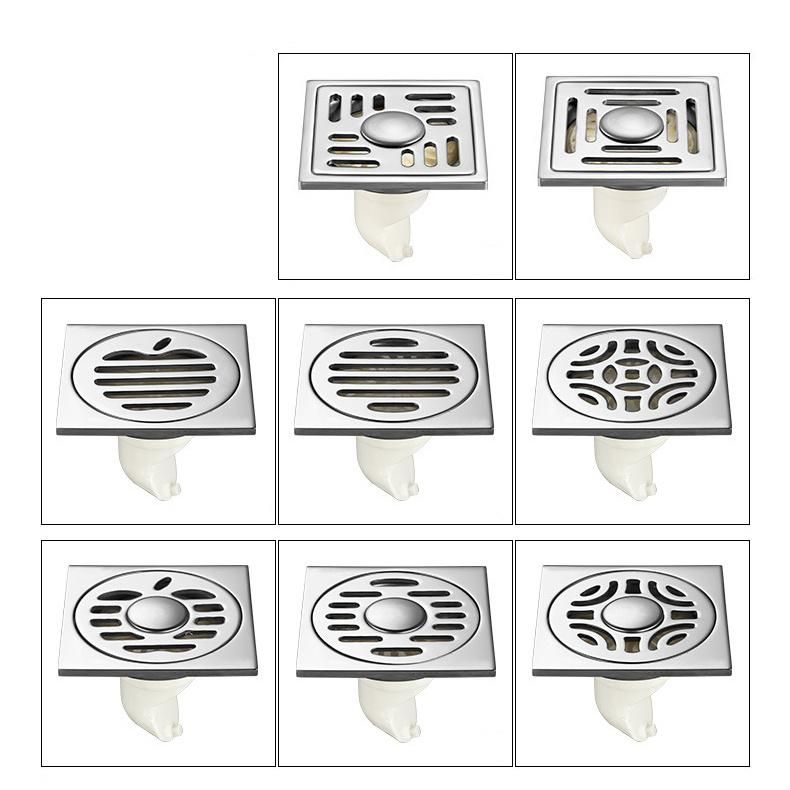 10*10cm Balcony Thickened Stainless Steel Floor Drain 6 mm Large Side Row Deodorant Core Bathroom Bright Floor Drain