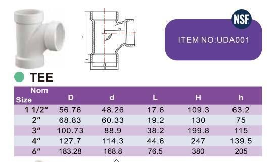 Era Plastic PVC Drainage Pipe Fittingtee PVC Elbow 2′′-4′′ UPVC ASTM D2665