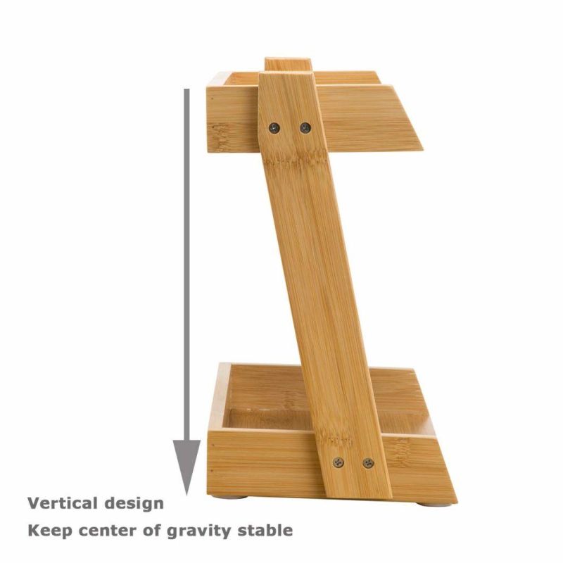 Makeup Organizer, Cosmetic Storage Display Shelf with 2 Layers, Assemble Easily, Fits Different Cosmetics and More, Bamboo