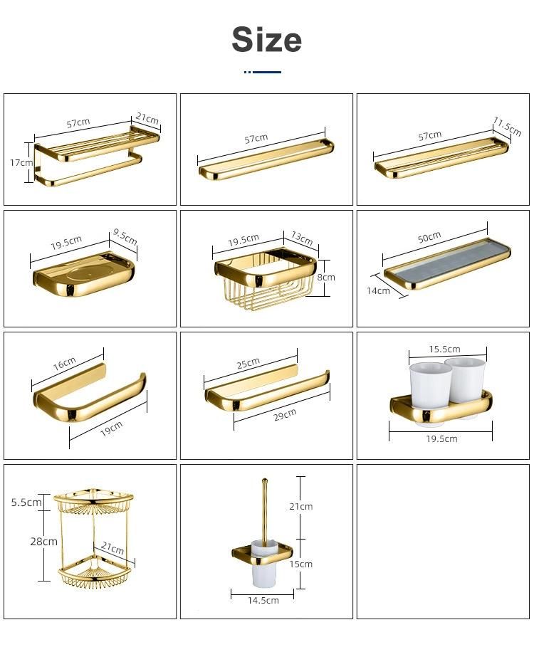 Elegant Wall Mounted Bath Hotel Bathroom Polishing Gold Plating Brass Towel Rack