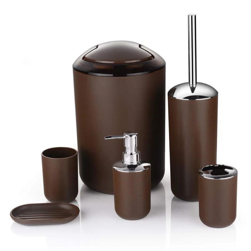 Black White Grey Brown 6-Piece Plastic Bathroom Sets