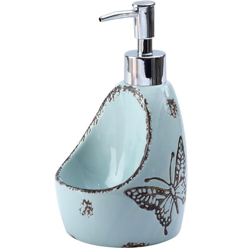 Nordic Multifunctional Hand-Painted Bathroom Accessory Ceramic Lotion Bottle Soap Dispenser