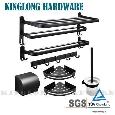 Stainless Steel 304 Black Wall Mounted Bathroom Hardware Accessories Furniture Towel Holder Racks