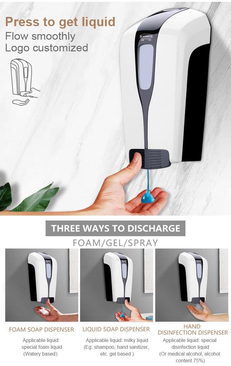Wall Mounted Manual Push Plastic Foam Hand Soap Dispenser